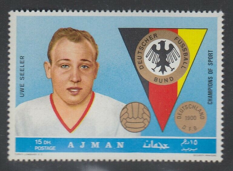 Briefmarke Dfb Fußball Nationalspieler Uwe Seeler Ajman 1970 Postfrisch **